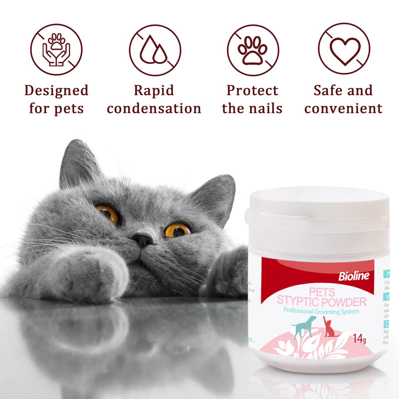 Bioline Pet Styptic Blood Stopper Powder First Aid Blood Clotting Powder for Dogs and Cats Minor Cuts and Nail Clipping Bleeding Protect Pet Safe - PawsPlanet Australia