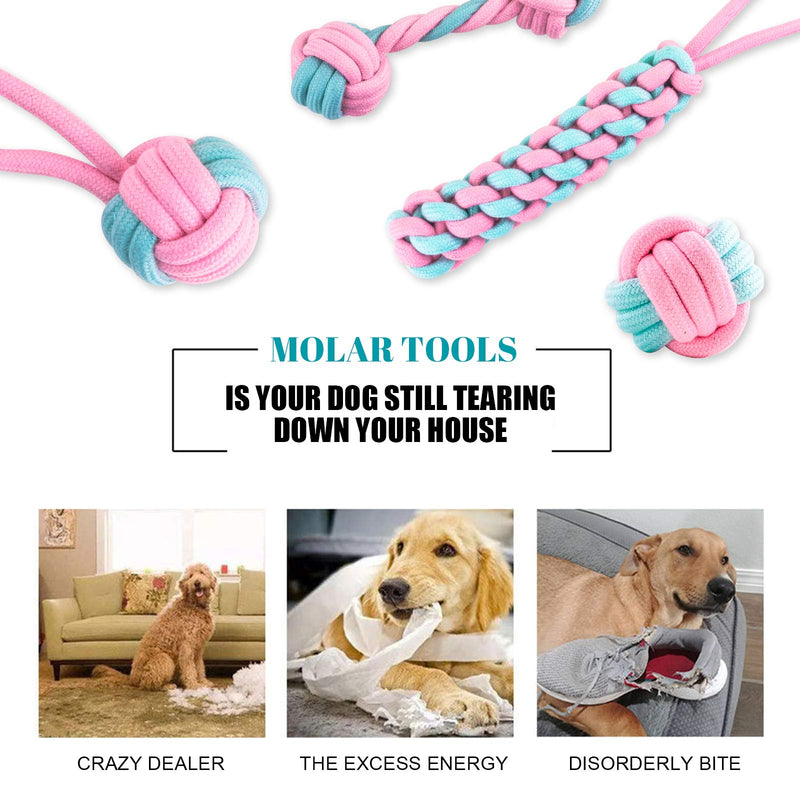 FENRIR Dog Rope Toys,Dog Chew Toy Set,Rope Ball, Beneficial to Dog's Mental Health, Dog Interactive Toy, Tooth Cleaning Toy for Small/Medium Dogs(4 Pcs) 4 Pcs - PawsPlanet Australia