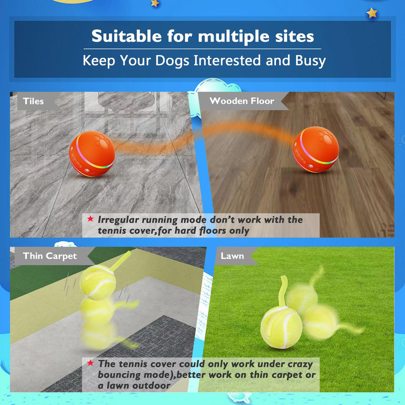 Petiepaw Interactive Dog Ball Toy, Durable Automatic Rolling Ball for Puppies/Small/Medium Dogs, USB Rechargeable - PawsPlanet Australia