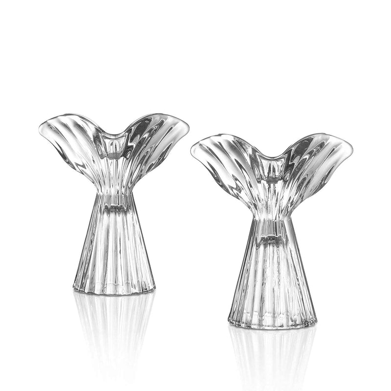 Angel Wing Candle Holder - Set of 2 Glass Taper Holders, 4.75 Inch, Fits Standard Tapered Candlesticks, Christmas Decoration, Holiday Table Centerpiece or Gift Clear - PawsPlanet Australia