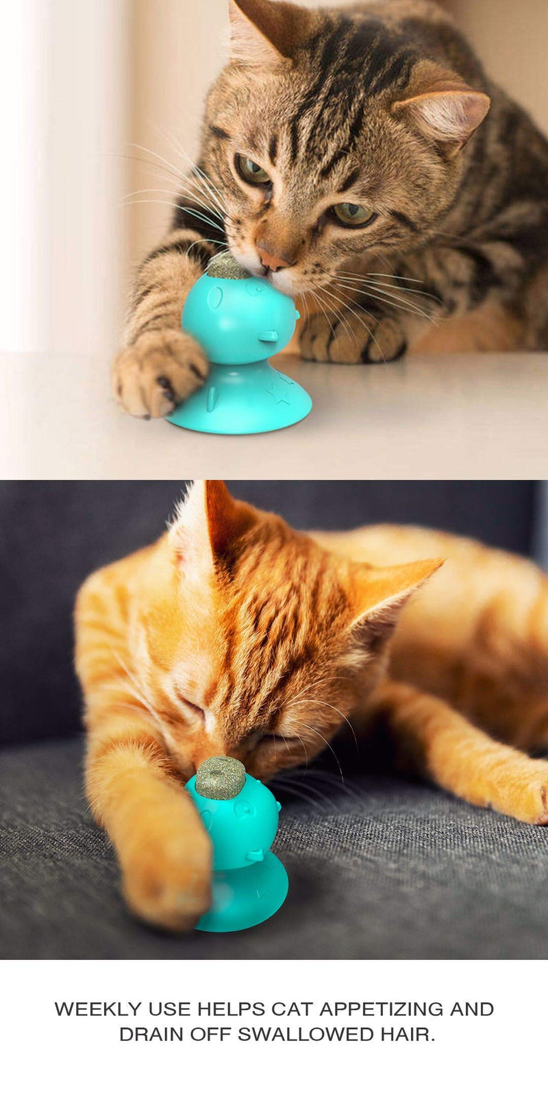 [Australia] - CATPAT Catnip Ball Toy - Refillable Cat Mint Toy with Suction Up for Teeth Cleaning Chewing Playing - Kitten Kitty Lick Treat Toy (Natural Rubber Bite Resistant) 