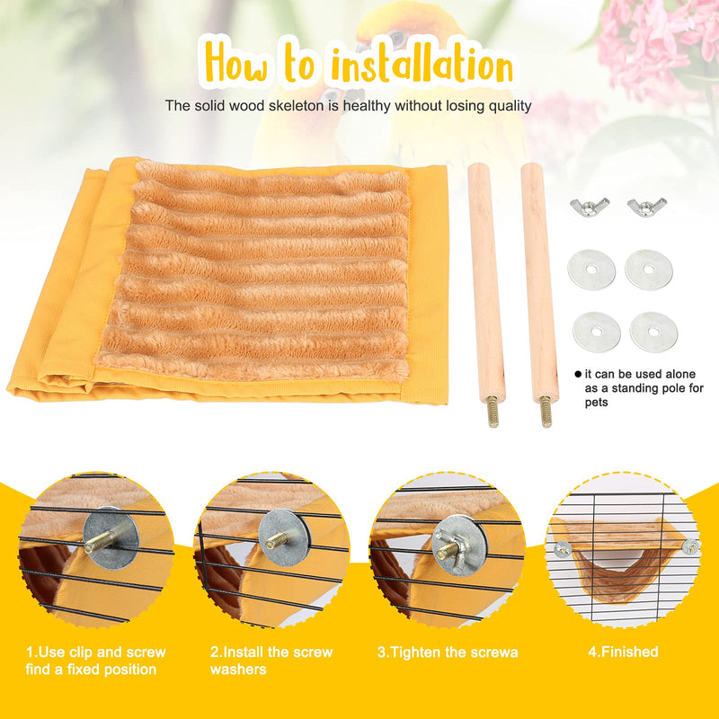 BWOGUE Winter Warm Bird Nest Bed Hanging Hammock Snuggle Hut Parrot House Tent Toy Bird Cage Perch for Parakeet Budgies Cockatiels Lovebird Cockatoo Finch Hamster Chinchilla Guinea Pig Yellow - PawsPlanet Australia