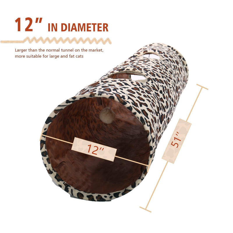 PAWZ Road Cat Toys Collapsible Tunnel Leopard Cat Tunnel Tube for Cat,Rabbits and Dogs Medium - PawsPlanet Australia