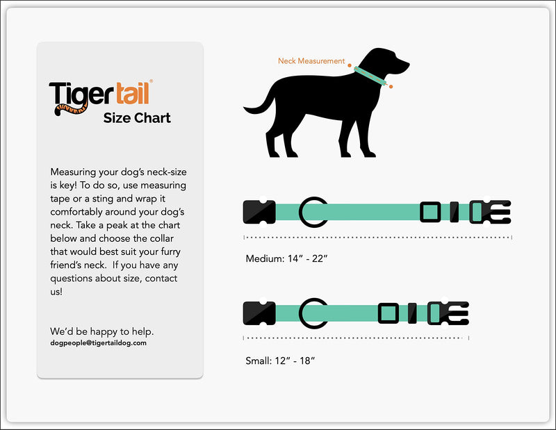 [Australia] - Tiger Tail Urban Nomad Dog Collar – Lightweight Waterproof & Odor Proof Dog Collar Medium (14" - 22") Teal 