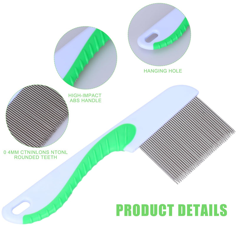 2 pieces dog comb stainless steel cat comb flea comb cat comb dog comb for dogs cats with short, medium, long hair (green) - PawsPlanet Australia