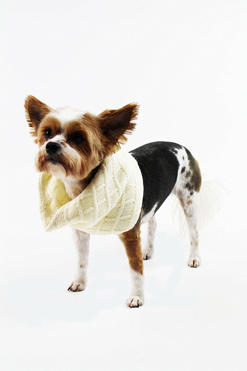 [Australia] - Midlee Cream Knit Infinity Scarf for Dogs s 