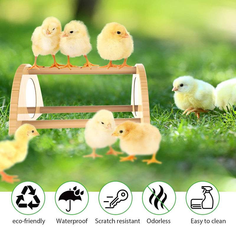 Ensayeer Bamboo Chicken Perch with Mirror, Strong Roosting Bar for coop and brooder, Training Perch for Large Bird, Hens, Parrots, Macaw, Easy to Assemble and Clean, Fun Toys for Chicken 7.1 inch - PawsPlanet Australia