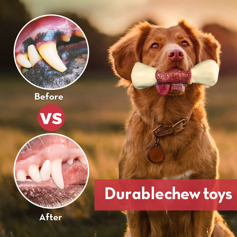 ADSDIA Tough Dog Chew Toys for Aggressive Chewer Dog Large Medium Breed Durable Indestructible Dog Bone Dog Toys for Dogs Beef - PawsPlanet Australia