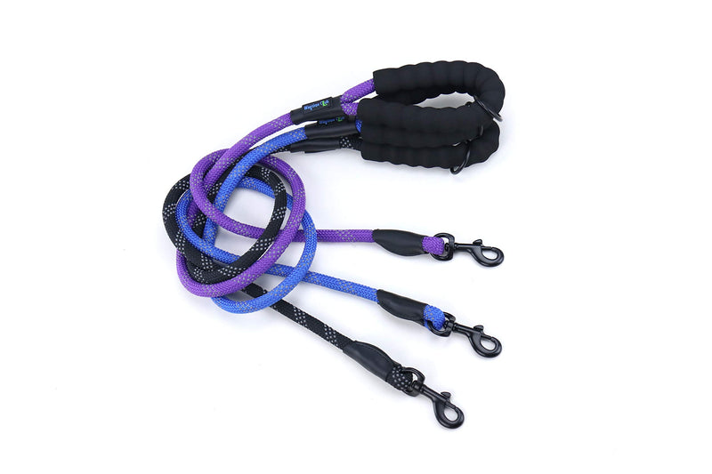[Australia] - Wagtime Club Soft &Thick Rope Dog Leash with Reflective Stitching 4FT Vibrant Purple 