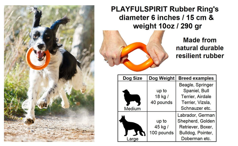 PlayfulSpirit Durable Rubber Ring Dog Toy, Chew Toy for Puppies and Dogs, size L L (1 Count) Orange - PawsPlanet Australia