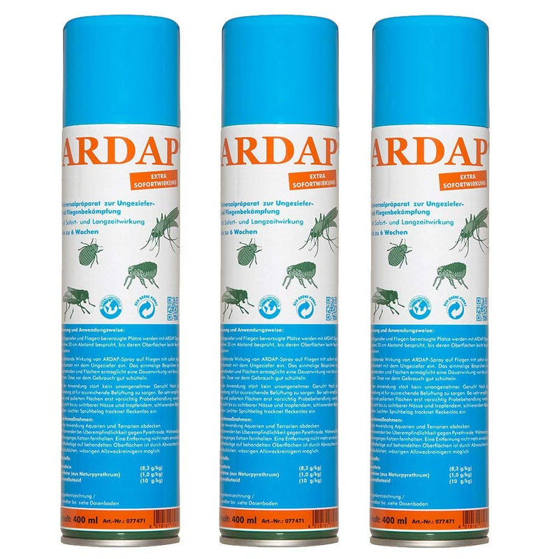 3 x 400ml Ardap vermin spray Quiko active ingredient new - PawsPlanet Australia