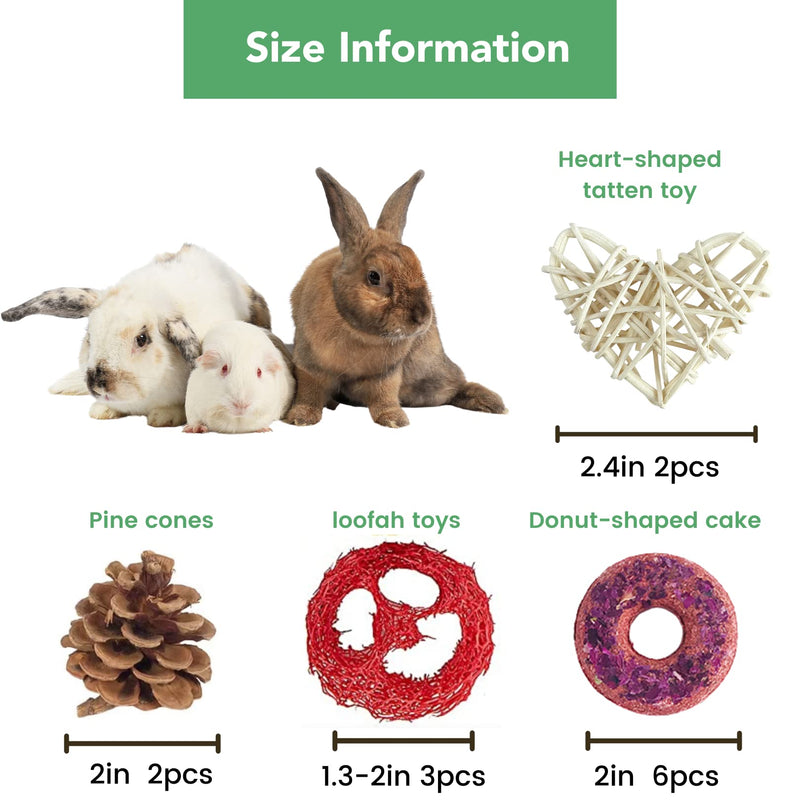 Lacrima Rabbit Chew Toys Donuts 13PCS - All Natural Bunny Toys for Rabbits,Intestine and Teeth Health Toys for Guinea Pig/Rabbit,Guinea Pig Bunny Chinchilla Hamster Treats - PawsPlanet Australia