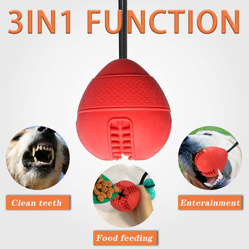 [Australia] - Dog Chew Toys for Aggressive Chewers, Suction Cup Dog Chewing Toy, Dog Rope Ball Toys with Suction Cup for Small Large Dogs, Puppy Dog Teeth Cleaning Interactive Pet Tug Toy for Boredom red 