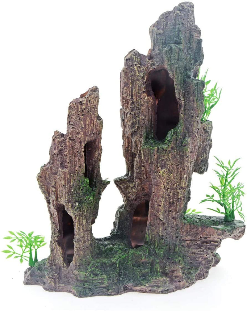 Saim Aquarium Mountain View Stone Ornament Tree Rock Cave Fish Tank Decoration 1 - PawsPlanet Australia