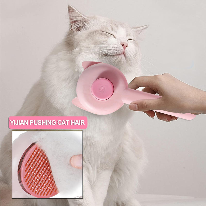 Cat brush, dog brush, medium and long hair, cat comb with handle, brush for pet care for removing undercoat, loose fur and dirt, for medium and long hair dogs, cats (pink) pink - PawsPlanet Australia