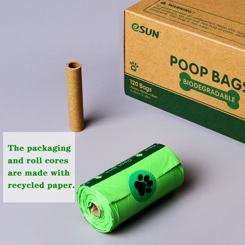 eSUN Biodegradable Dog Poop Bags, Compostable Poop Bags for Dog Waste, Extra Thick and Strong Doggy Bags, 9" x 13", 120 bags, Green 120 Bags-8 Rolls - PawsPlanet Australia