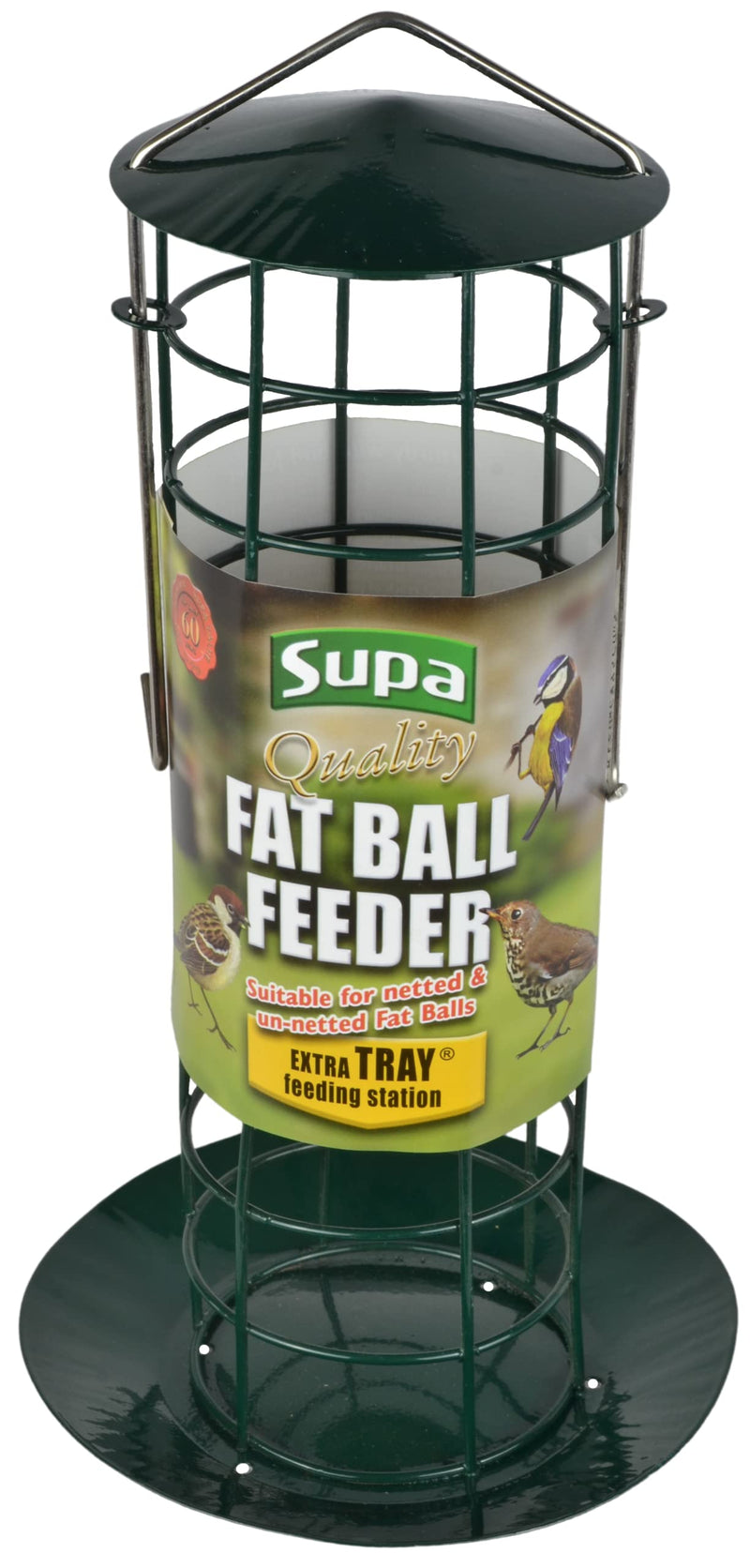 Supa Fat Ball Feeder & Tray Is Designed To Hold Both Netted And Un-netted Fat Balls. The Tray Acts Both As A Feeding Station & Also Stops Food From Falling On To The Ground Thus Discourages Vermin. 1 Green - PawsPlanet Australia