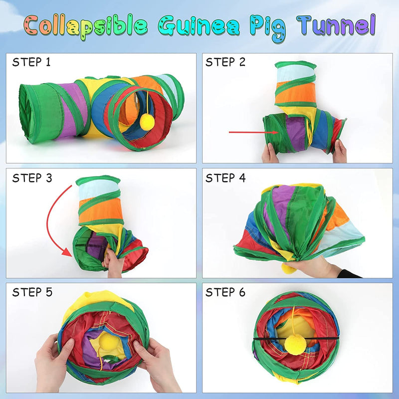 HYLYUN Guinea Pig Tunnels & Tubes Collapsible, 3 Way Tunnels Hides Toys, Portable Small Animal Hideout Hideaway Pet Toys Tunnel for Guinea Pig Chinchilla Ferret Hamster Rat - PawsPlanet Australia