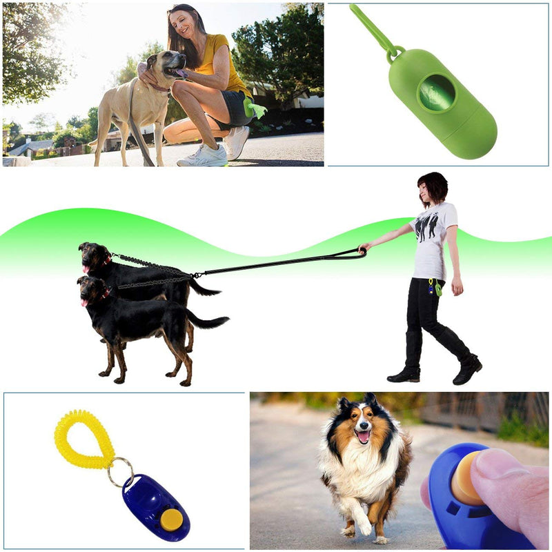 Double Dog Leash Reflective Shock Absorbing Effect 360° Rotation Bungee Design Anti-Tangle for Two Dogs Walking/Exercising - PawsPlanet Australia