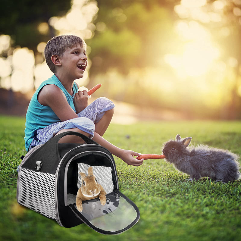 Small Pet Carrier Bag with Mat Guinea Pig Travel Carrier with Strap Portable Breathable Rabbit Carrier Outdoor Pet Bag for Squirrel Bunny Hedgehog Guinea Pig Black - PawsPlanet Australia