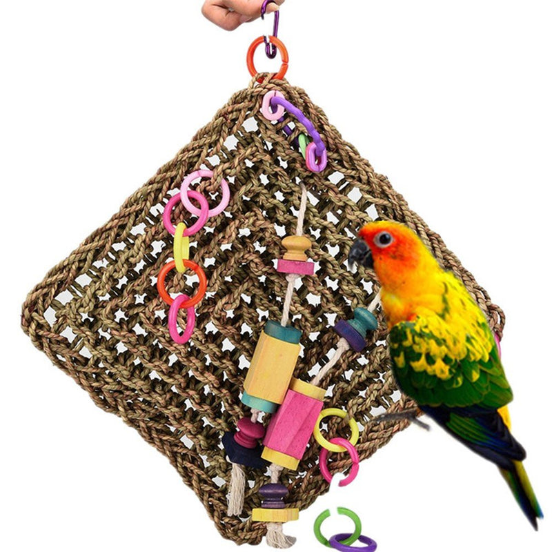 [Australia] - Keersi Straw Braid Rope Net Hammock Ladder Bird Foraging Wall Toy for Parrot Parakeet Cockatiel Conure Cockatoo African Grey Macaw Eclectus Amazon Budgie Lovebird Finch Canary Cage Perch Stand 