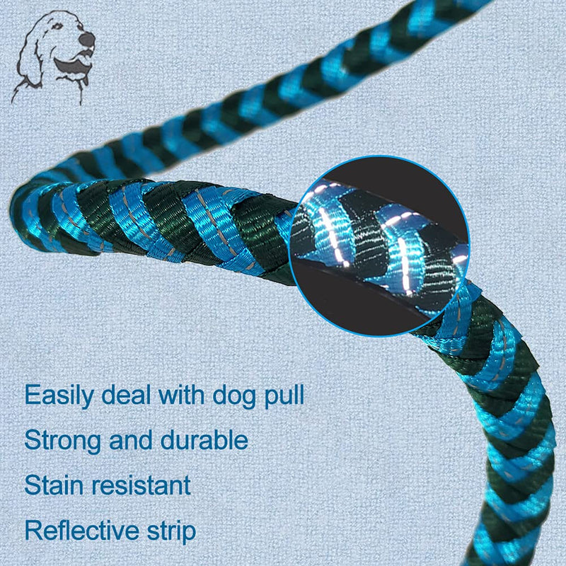 Mycicy 6 Foot Rope Dog Lead Reflective Dog Leash Soft Padded Handle Nylon Braided Heavy Duty Dog Training Leash for Large and Medium Dogs Walking Leads 180cm x 1.2cm Teal - PawsPlanet Australia