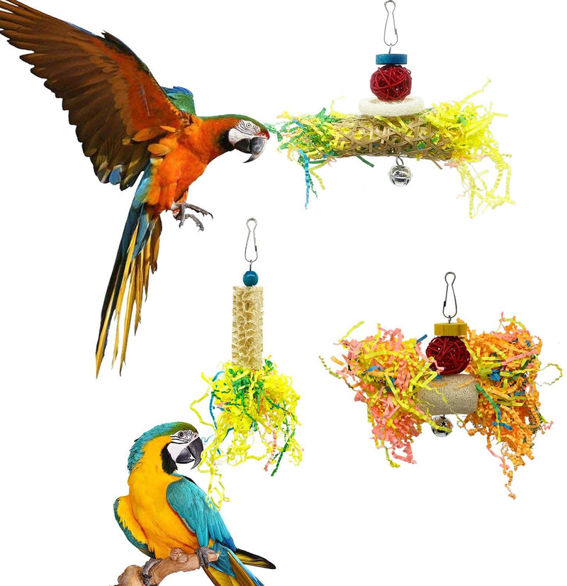 GIONAR Bird Chewing Toys Foraging Shredder Toy Parrot Cage Shredder Toy Bird Loofah Toys Foraging Hanging Toy for Cockatiel Conure African Grey Parrot 5pcs - PawsPlanet Australia