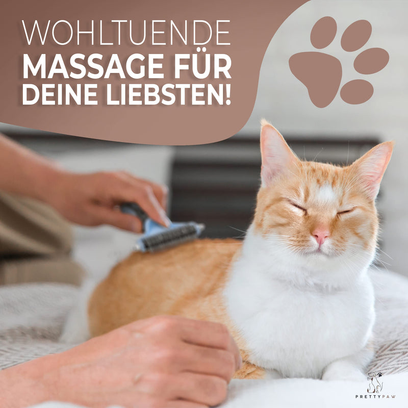 Pretty Paw ® cat brush for gentle and precise hair removal I Suitable as a cat brush for long hair and cat brush for short hair against matting I Pleasantly massaging cat undercoat brush NEW Blue! - PawsPlanet Australia