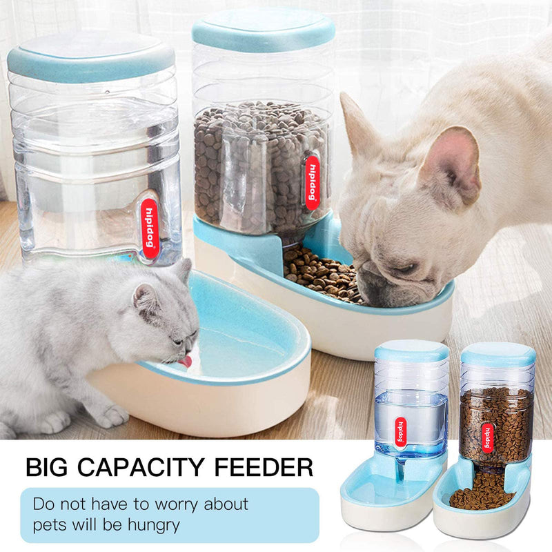 UniqueFit Pets Cats Dogs Automatic Waterer and Food Feeder 3.8 L with 1 Water Dispenser and 1 Pet Automatic Feeder Blue - PawsPlanet Australia