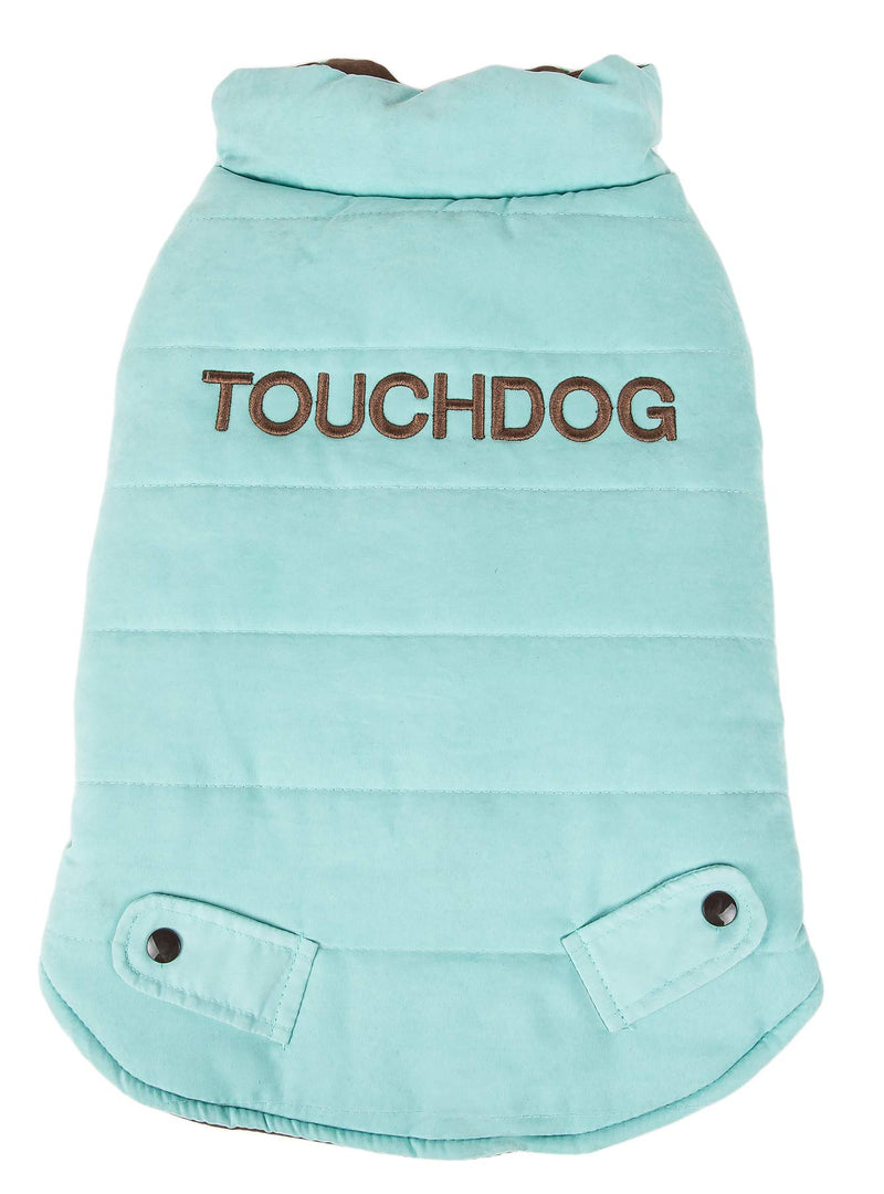 [Australia] - touchdog Waggin Swag Reversible Insulated Pet Coat Blue / Brown Medium 