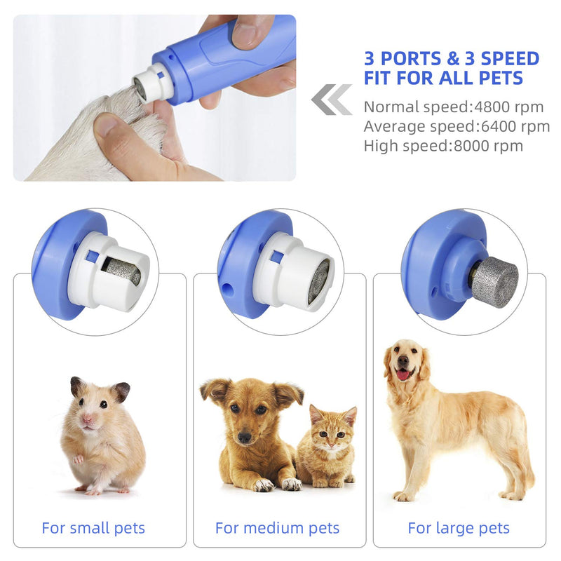 [Australia] - TAOCOCO Dog Nail Grinder, Build-in LED Light Rechargeable 3-Speeds Powerful Electric Pet Nail Trimmer, Low Noise Painless Dog Paw Trimmer Claw Care Grooming for S/M/L Dogs Cats with Clipper and File 