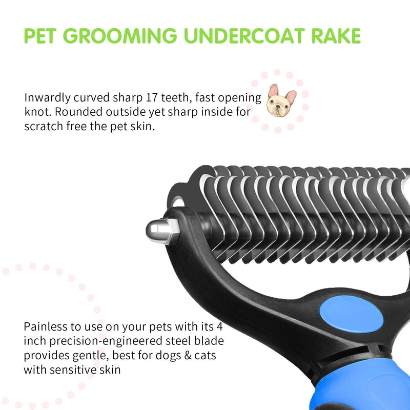 Hotype dog brush and cat brush, 2-in-1 undercoat comb removes undercoat tangles, undercoat brush, animal care brush, fur care comb, for long-hair/short-hair breeds, dogs/cats - PawsPlanet Australia