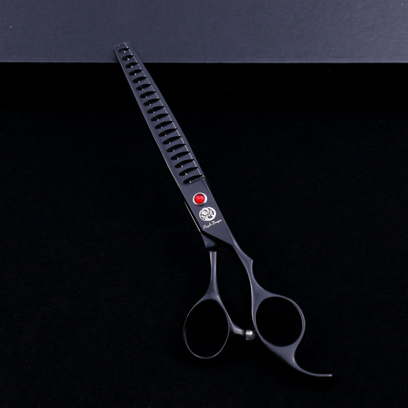 [Australia] - Purple Dragon 7.0" Professional Pet Grooming Scissors - Dog Chunker Shears - Adult Animal Thinning/Blending Hair Trimmer for Pet Groomer or Family DIY black 