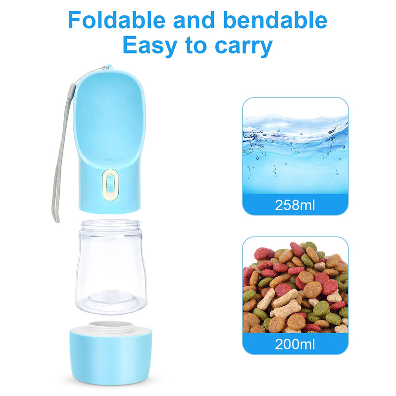 madeking Dog Water Bottle Portable Pet Water Bottle Leak Proof Dog Water Dispenser and Food, Multifunctional Outdoor Water&Food Bowl for Dogs and Cats (Bule) Bule - PawsPlanet Australia