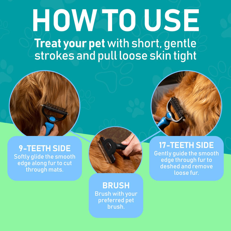 Maxpower Planet Pet Grooming Brush Undercoat Rake Bundle, Dog Frisbee 2 Pack Easy to Spot Disc and Dog Brush for Shedding, Blue - PawsPlanet Australia