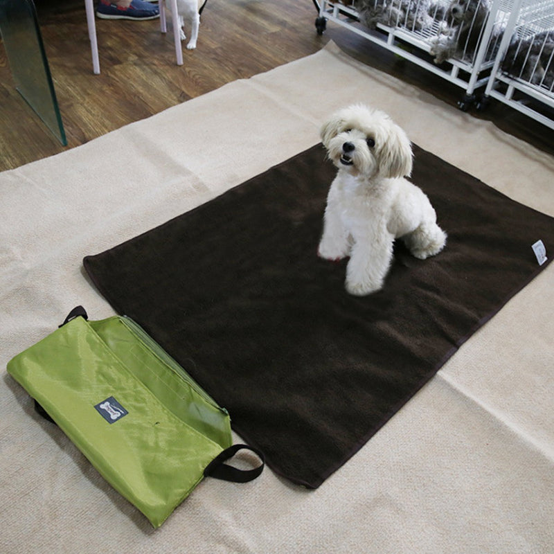RCruning-EU Dog Mats Waterproof Pet Blanket Collapsible Plush Pet Mat 100 X 70cm for Dog Puppy Cat Indoor Outdoor Lawn Use-Green Green - PawsPlanet Australia
