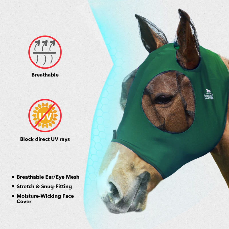 Harrison Howard Horse Fly Mask-Deep Green (M; Cob) (M; Cob) Deep Green - PawsPlanet Australia