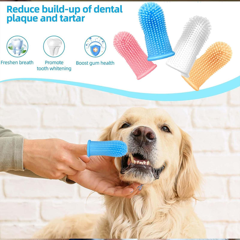 4 sets of dog toothbrushes for dog tooth cleaning, dog cat toothbrush, brush set, dental care for puppies cats, finger toothbrush for dogs, fingerlings dog dental care, cat dental care - PawsPlanet Australia