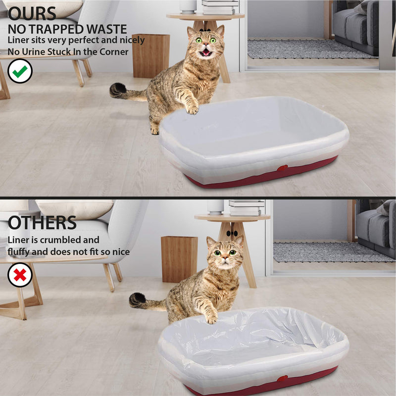 Alfapet Extra Large Litter Box Liners-6 Boxes- Heavy Duty 2 mil Thick Plastic, Clever Drawstring Liner for Easy Disposal- Flat Bottom for Easy, Secure Placement in Kitty Pan-Disposable - PawsPlanet Australia