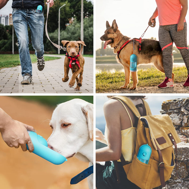 Qifutan Portable Water Bottle for Dogs - Leakproof Retractable Puppy Water Dispenser, Lightweight Pet Water Bottle Bowl for Outdoor Walking, Hiking, Travel, Food Grade Plastic BPA Free (10 Oz) - PawsPlanet Australia