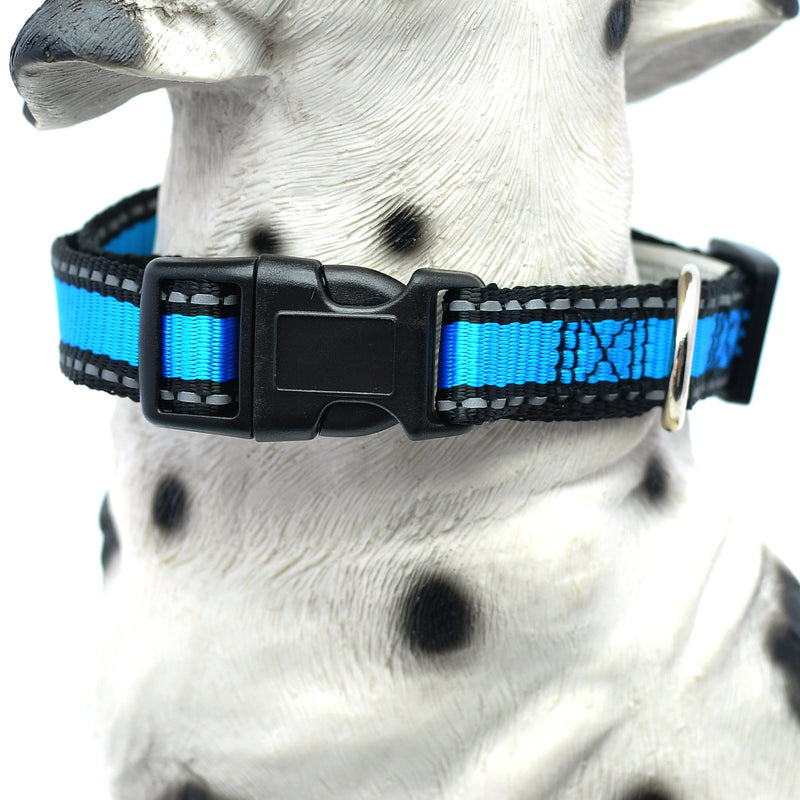 [Australia] - Mile High Life | Reflective Dog Collar Leash Set | Small Dog Collar Leash Set | Medium Dog Collar Leash Set | Adjustable Collar Leash Set (11 Colors) Medium Neck 13"-17" -40 lb Blue2 