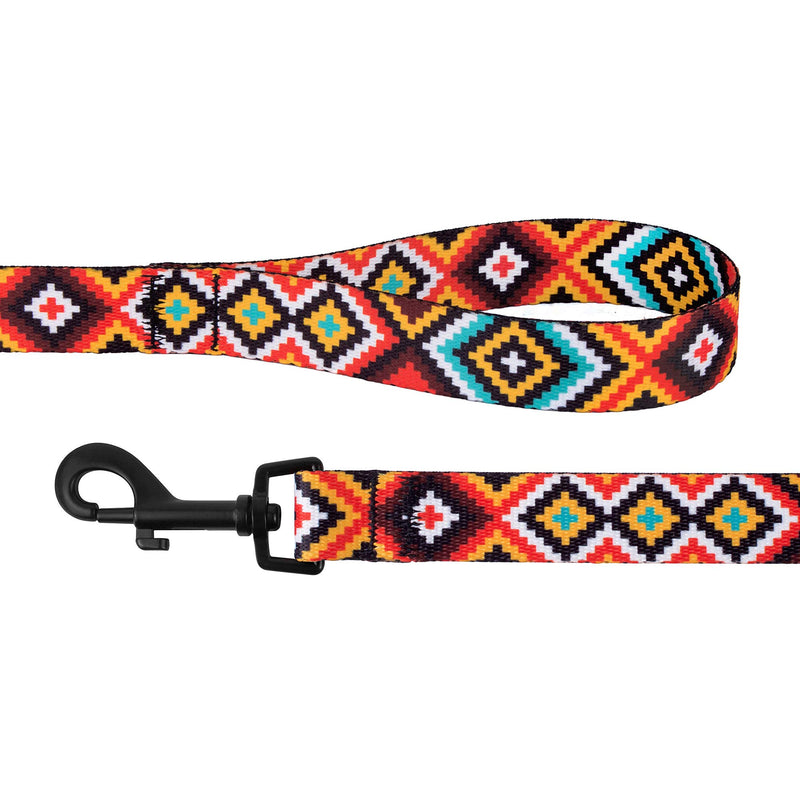 [Australia] - CollarDirect Aztec Dog Leash Nylon Tribal Pattern Cat Pet Leashes for Small Medium Large Dogs Puppy Lead 5 FT Long for Walking Aztec Sunset M 