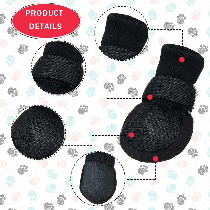 8 Pieces Paw Protector Soft Dog Boots Summer Pet Shoes Breathable Mesh Dog Boots with Nonslip Soles Adjustable Pet Boots for Pet Dog Hardwood Floor, Black and Red - PawsPlanet Australia