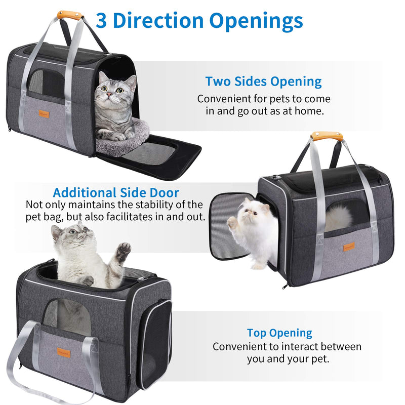 morpilot Pet Carrier Bag, Portable Cat Carrier Bag Top Opening with Breathable Mesh, Foldable Pet Transport Bag for Dogs and Cats up to 20lbs as Cage and Carrier Bag, with Shoulder Strap and Pet Bowl Large Size - PawsPlanet Australia