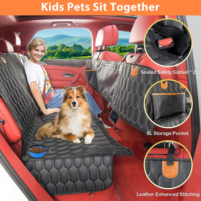 WHDPETS dog blanket car back seat, trunk mat dog, waterproof car blanket for dogs with foldable dog bowl, car dog blanket back seat with side protection and viewing window - PawsPlanet Australia