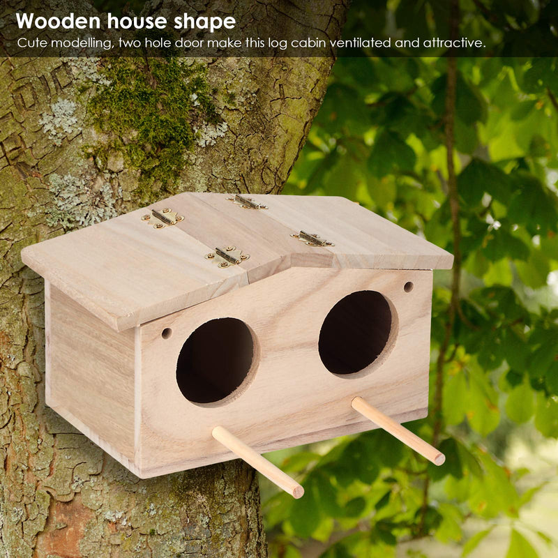 iFCOW Wooden Bird House, Bird Nests House Breeding Box Cage Birdhouse Accessories for Parrots Swallows - PawsPlanet Australia