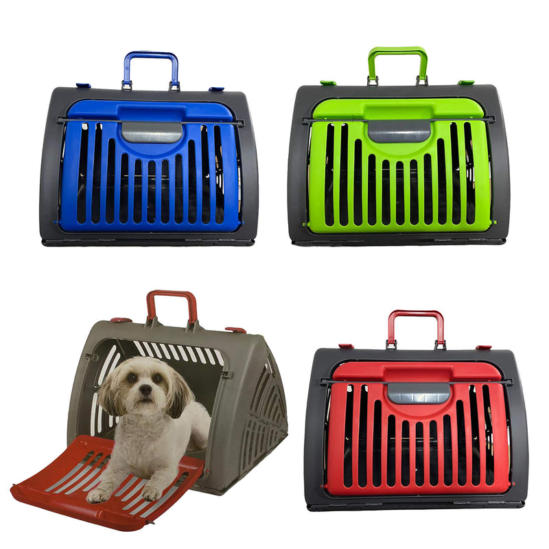 Large Pet Carrier For Cat Dog Rabbit Plastic Handle Box Crate Portable Carry Travel Cage (Blue) Blue - PawsPlanet Australia