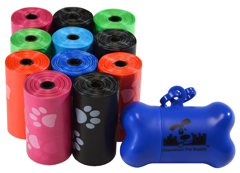 [Australia] - Downtown Pet Supply Dog Pet Waste Poop Bags with Leash Clip and Bag Dispenser - 180, 220, 500, 700, 880, 960, 2200 Bags 220 Bags Rainbow with Paw Prints 