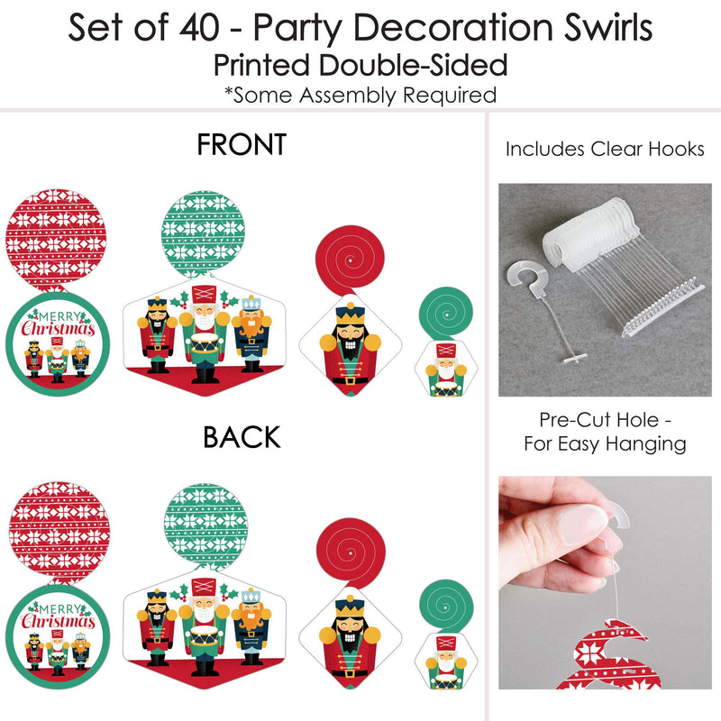 Big Dot of Happiness Christmas Nutcracker - Holiday Party Hanging Decor - Party Decoration Swirls - Set of 40 - PawsPlanet Australia