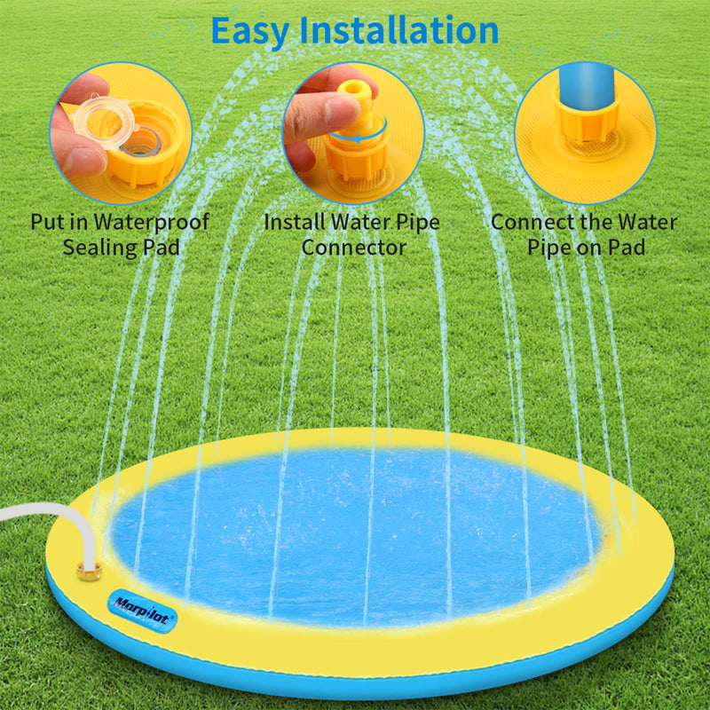 morpilot Thickened Dog Sprinkler Splash Pad for Dogs and Kids, 51" Wading Dog Pool with Sprinkler and Adjustable Water Height, Shallow Dog Bath Pool Bathing Tub, Pet Summer Outdoor Water Play Mat - PawsPlanet Australia